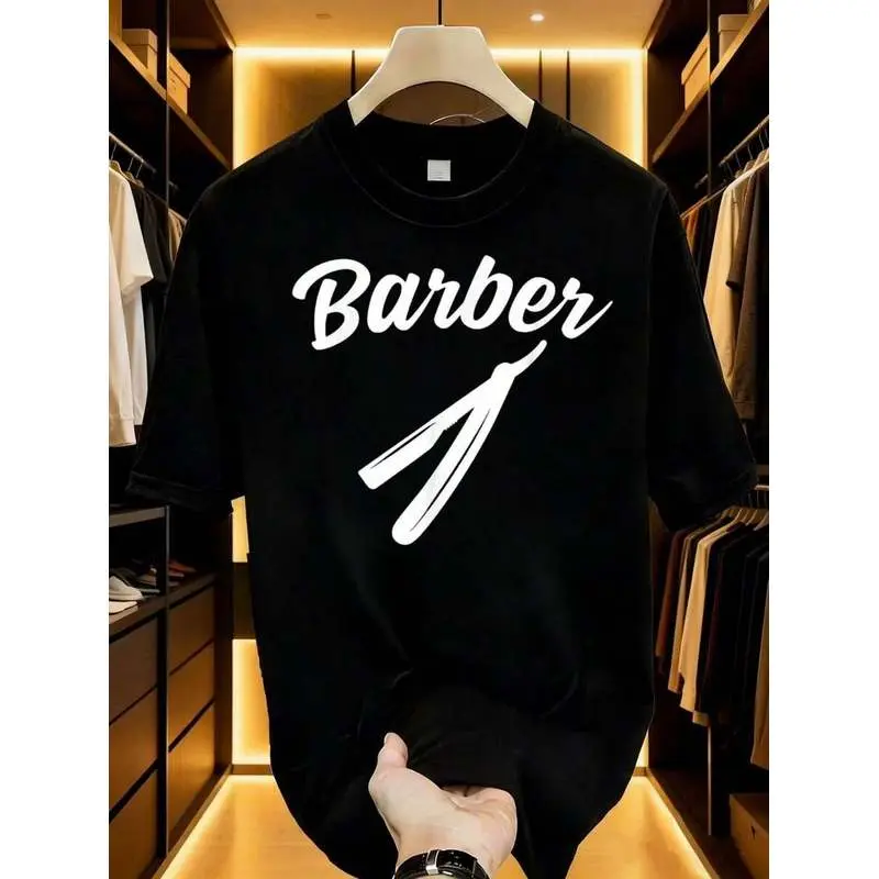 % Cotton Shirt Haircut Barber Hairdresser Hairstylist Barbershop-Shirt Men's-Shirt Graphic Tees Crop Tops Outfits Tops-Shirt