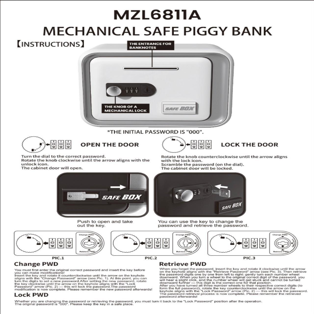 Household Mini Safe Cash Box, Lockable Money Jar Ideal Festival Gift