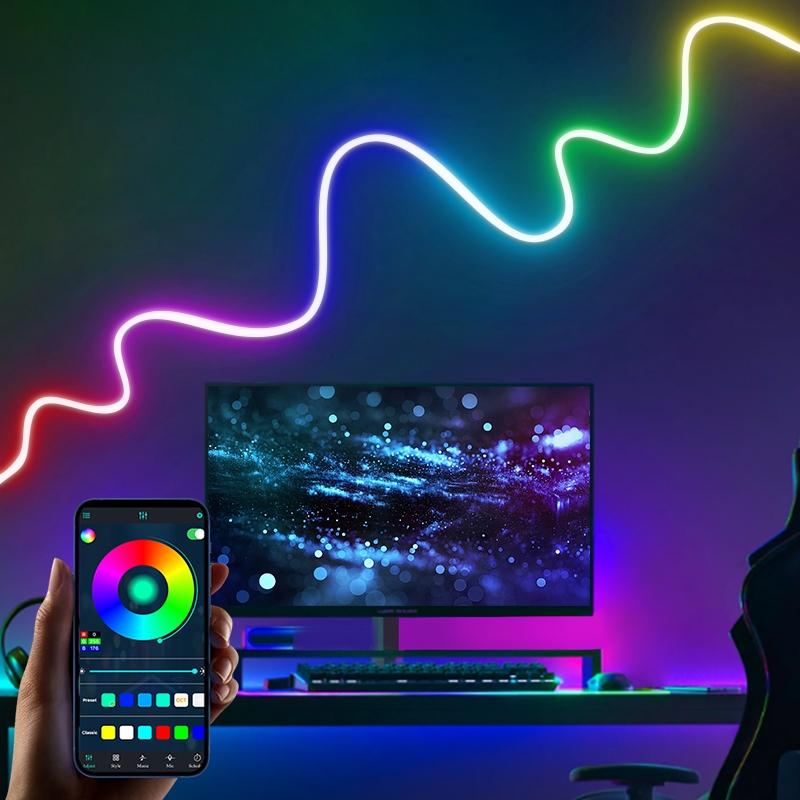USB-Powered RGB Color-Changing LED Strip Light with App Control, Ambient Backlight for TV, Computer, Bedroom & Living Room, Decorative Neon Accent Light, Smart LED Lighting, Great Christmas Gift USB-Powered RGB Color-Changing LED Strip Light with App Control, Ambient Backlight for TV, Computer, Bedroom & Living Room, Decorative Neon Accent Light, Smart LED Lighting, Great Christmas Gift