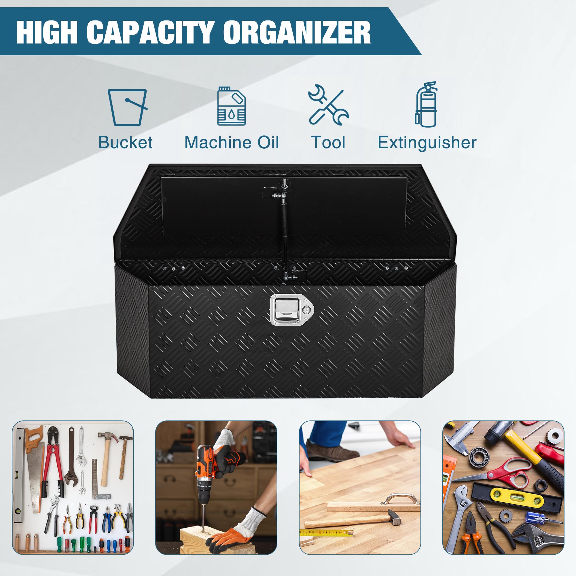 36'' Steel Trailer Tongue Box, 36"x12"x12" Heavy Duty Storage With Lock and Keys, Utility Truck Tool Box Storage Organizer, Tool Chest for Pickup Truck Bed, RV