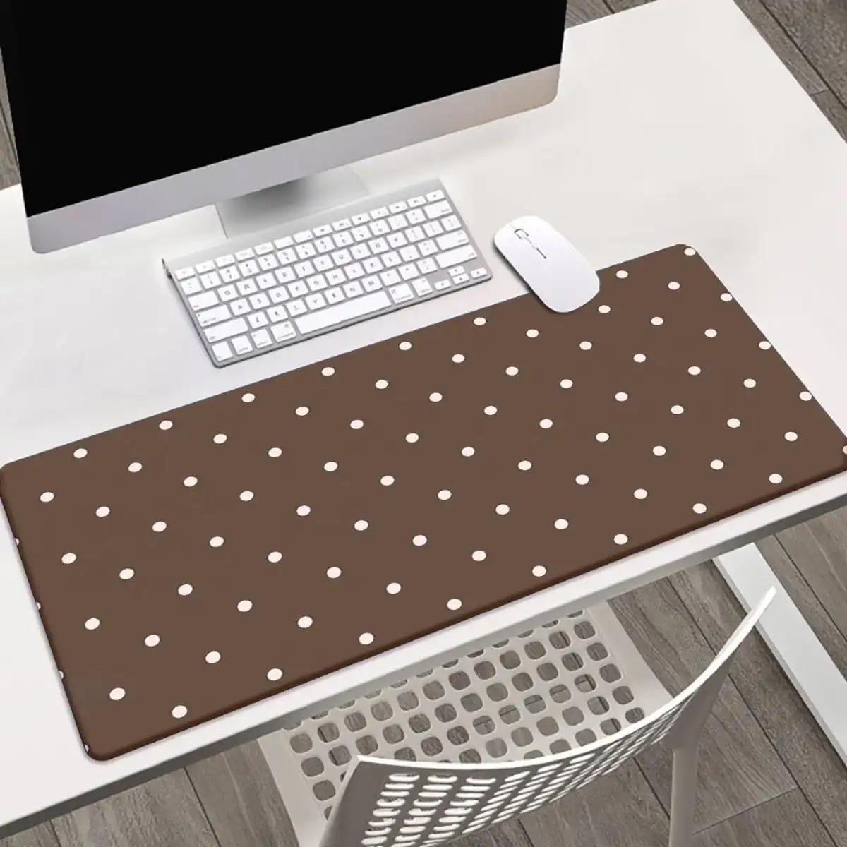 Brown and White Polka Dot Mouse Pad, 1pc, Multi-Function Gaming Mouse Pad and Keyboard Tray, Suitable for PC and Office Computers, Ideal Gift for Gamers, Family and Friends