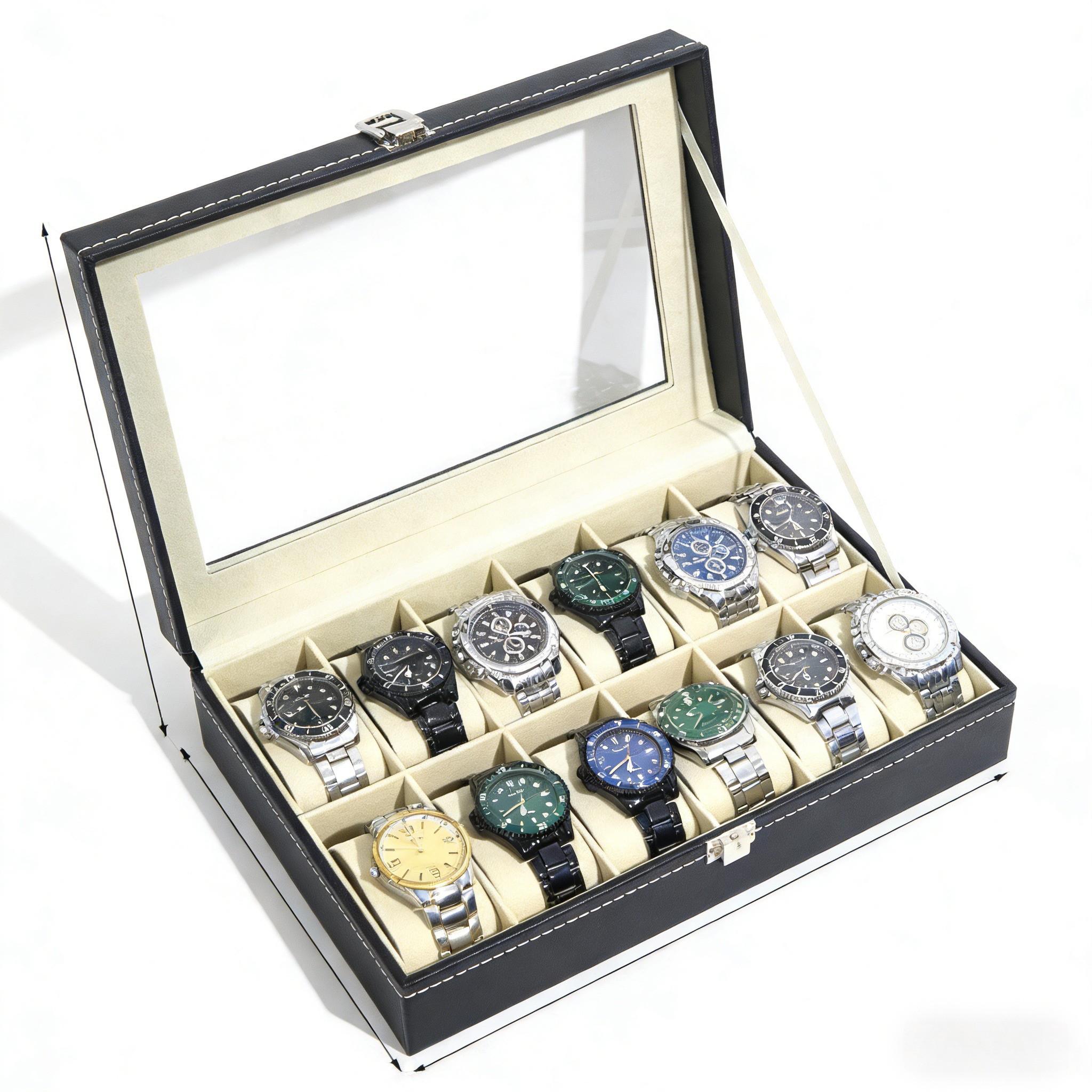 Large Capacity Watch Display Box, Lockable Mechanical Watch Stand, High-End Home Storage Organizer, 1pc Jewelry Holder