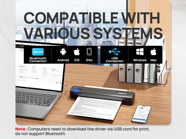Inkless Portable Printer – Wireless Bluetooth Thermal Printer for Travel & Mobile Use, Compatible with iOS, Android, Laptop, Supports 8.5"x11" US Letter & A4 Paper, No Ink Needed deal for Office & Home