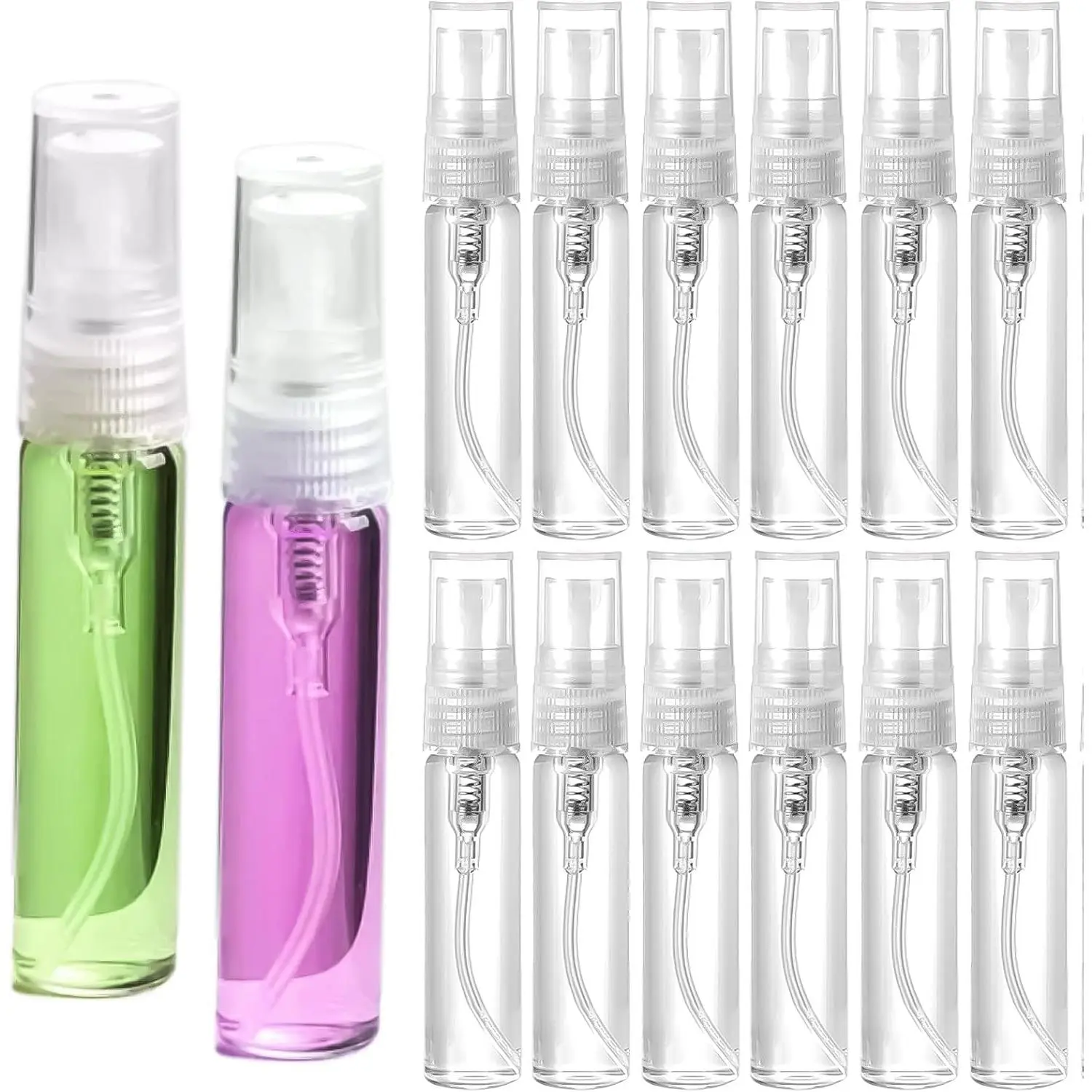 10-Count 5ml Refillable Mini Glass Cosmetic Atomizer Empty Spray Bottles - Durable, Lightweight, Leakproof Plastic-Lined Containers with Fine Nozzle for Travel Perfume Refilling, Essential Oil Spraying (Home Fragrance Supplies)