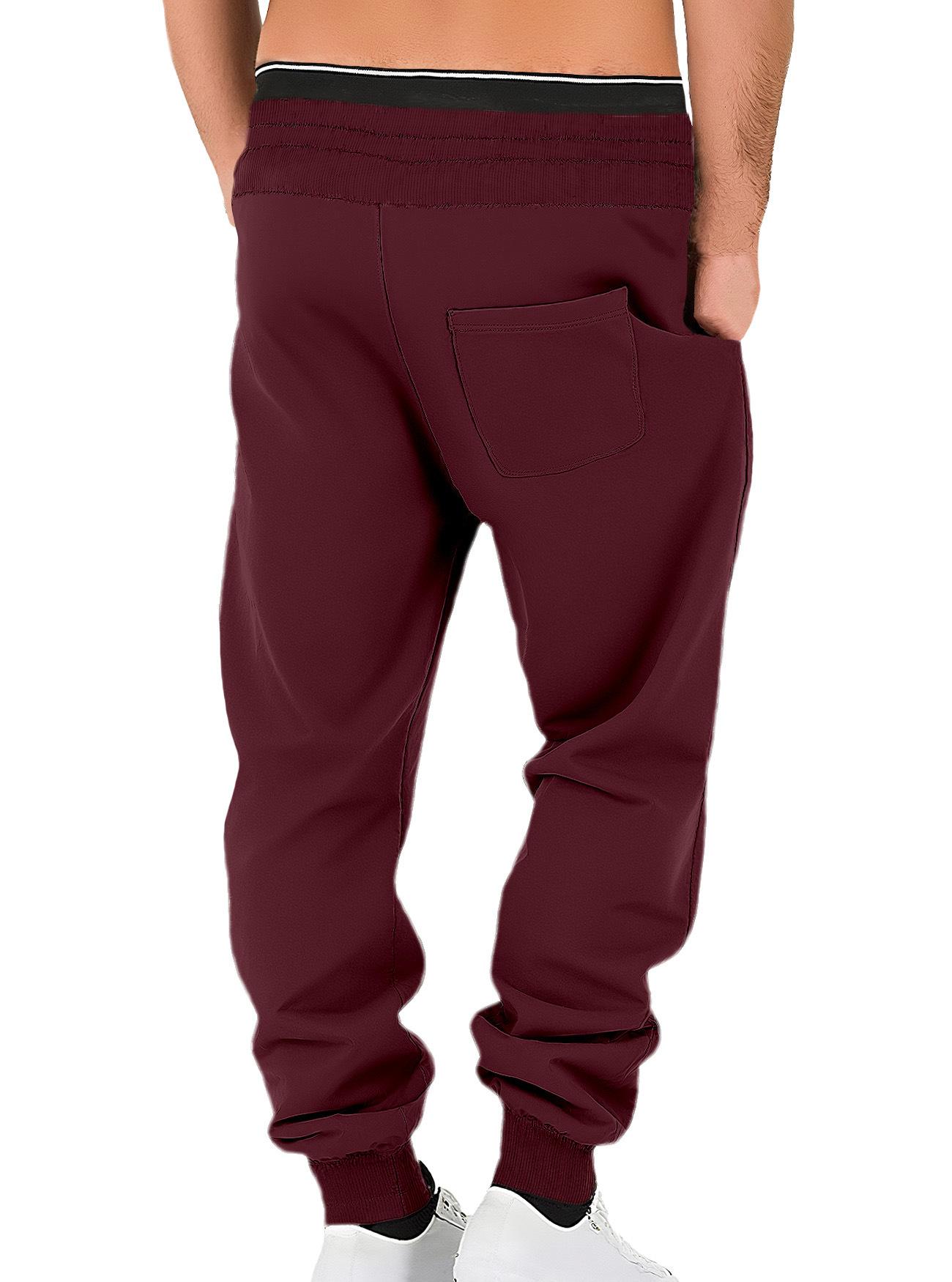 Men'S Solid Color Relaxed Stacked Sweatpants Cuffed Jogger Street Sports Casual Long Trousers