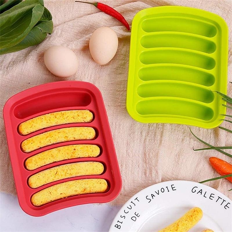A sausage making mold, six silicone ham and hot dog making molds with lids, kitchen and household sausage cake baking tool molds with lids