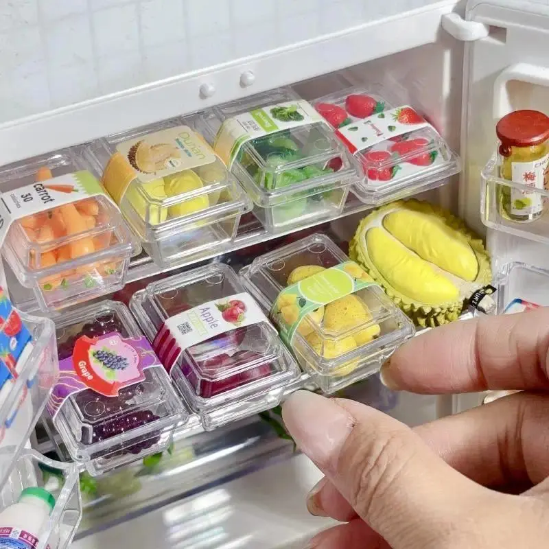 1:6 Scale Dollhouse Food Playset: Supermarket Vegetable Fruit Set with Clear Box