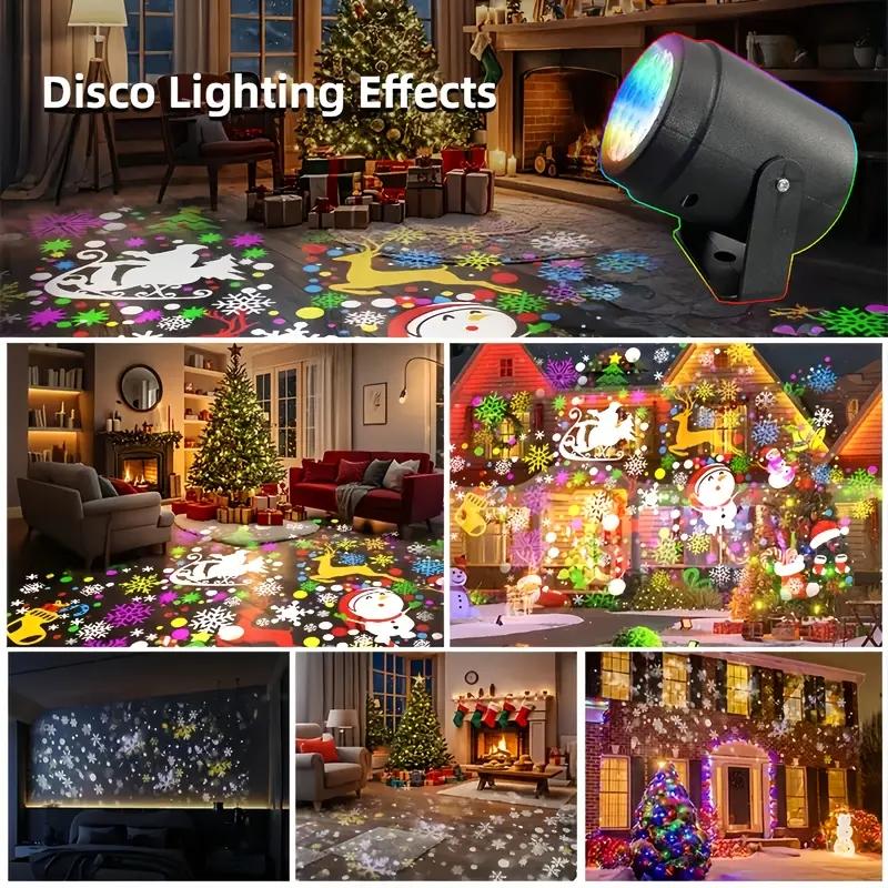 20 types of Christmas projection lights, holiday lighting display projector dynamic patterns, USB power supply, 270 degrees, suitable for courtyard, Christmas, New Year, Halloween, Thanksgiving, fence, house decoration lighting, Outdoor Landscape Lighting