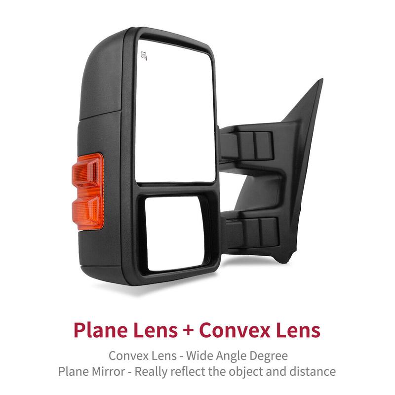 OEDRO Towing Mirrors Car Accessories Compatible for 1999-2007 Ford F250 F350 F450 F550 Super Duty / 2001-2005 Ford Excursion Tow Mirror Power Heated with Turn Signal Light 1999 2000 2001 2002 2003 2004 2005 2006 2007