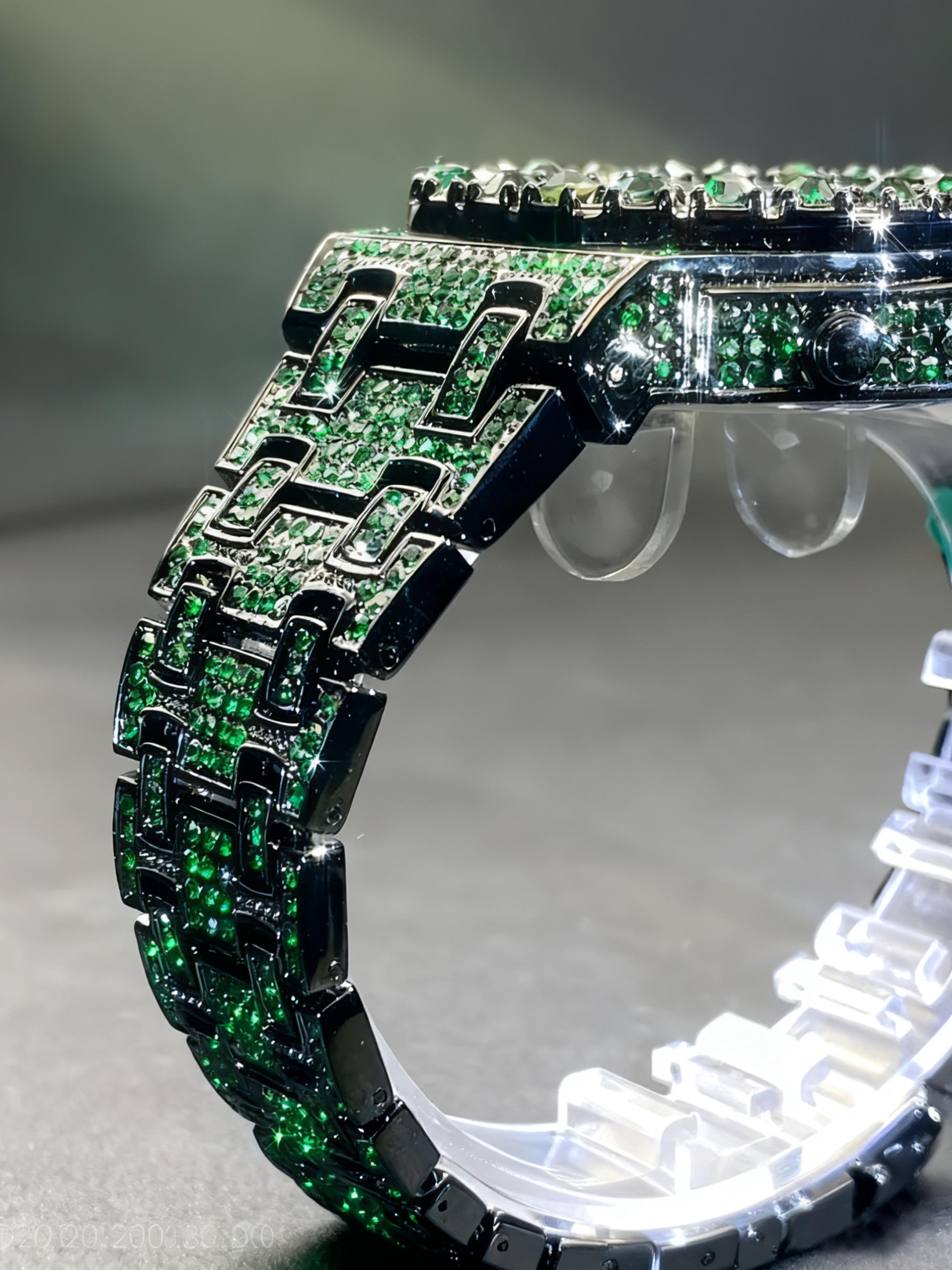 Men's Quartz Watch with Rhinestones, Luxury Ice-Dial Hip-Hop Watch with Full Artificial Water Diamonds, Rhinestone Decorated Watch, Fashionable Stylish Watch
