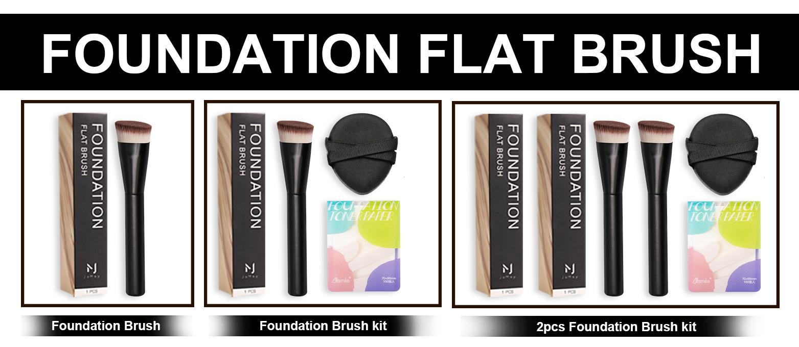 JoMay Foundation Brush for Liquid Makeup, Flat Top Kabuki Professional Make up Brushes for Blending, Cream, Powder,Blush Buffing Stippling Face Makeup Tools, Black (Black)