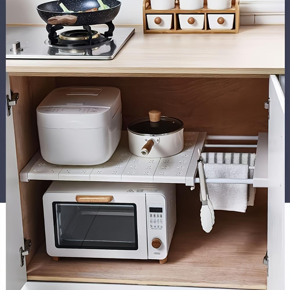 Adjustable Storage Shelf Set - 3-piece set including 1 shelf board and 2 brackets, with an expandable space-saving design suitable for wardrobes, kitchens, and bathrooms, featuring retractable partition boards, multi-layer cabinet storage shelves