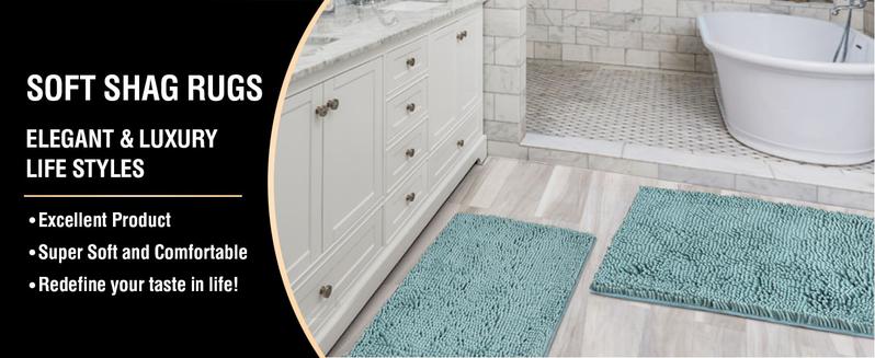 H.VERSAILTEX Original Luxury Chenille Bathroom Rug Mat Extra Soft & Absorbent Shaggy Rugs, Machine Wash/Dry, Perfect Plush Carpet Mats for Tub