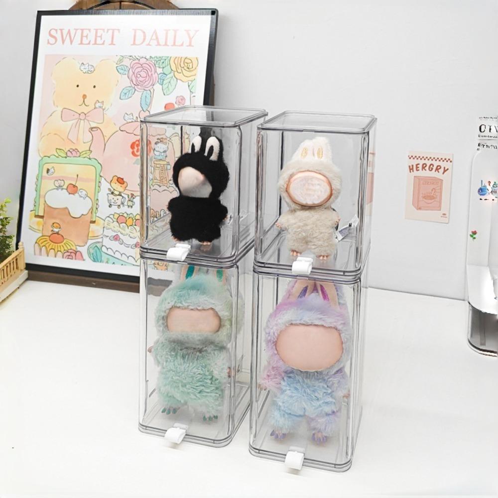 Large Transparent Pull-Out Display Case - Clear Collectible Storage Box, Suitable for Action Figures, Dolls, Boba. Dustproof Design - Ideal for Home, Office or Store Display, Elegant Appearance.