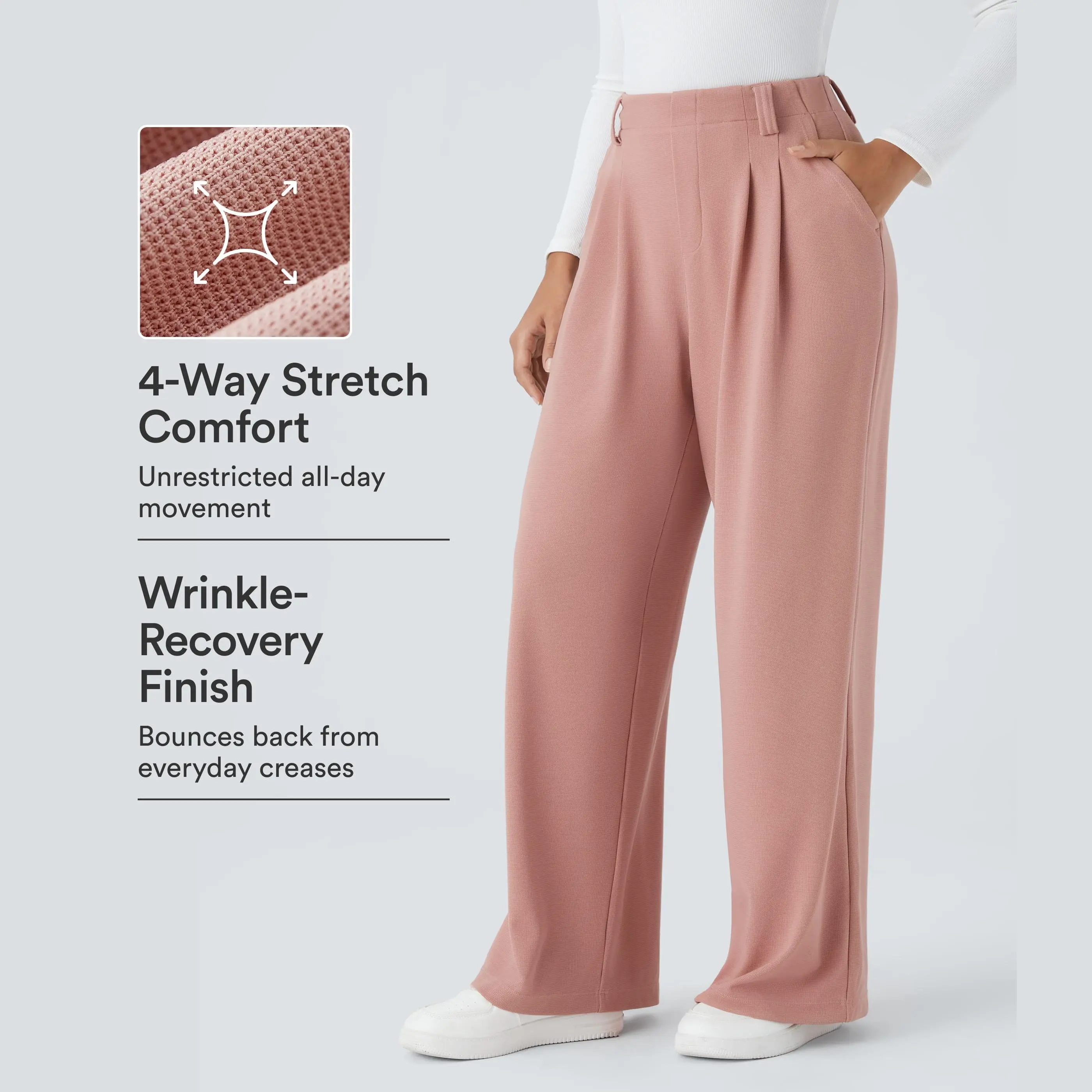 Halara Flex™ High Waisted Side Pocket Wide Leg Waffle Work Pants #BackToSchool
