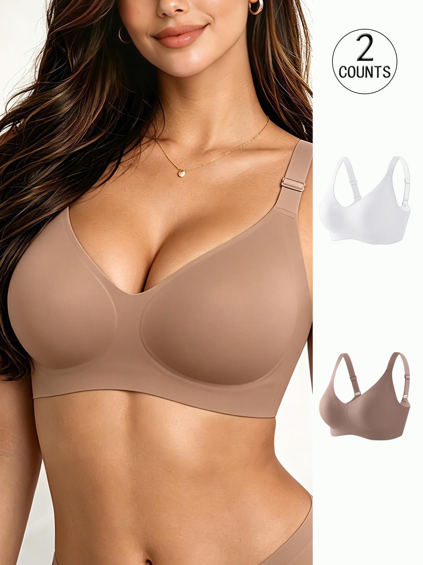 2 pack / 6 colors, high-quality women's seamless jelly bra, four rows of three hooks, push-up and lift, adjustable sports vest, suitable for daily wear, parties, yoga, comfortable, breathable and skin-friendly, women's underwire-free bra.