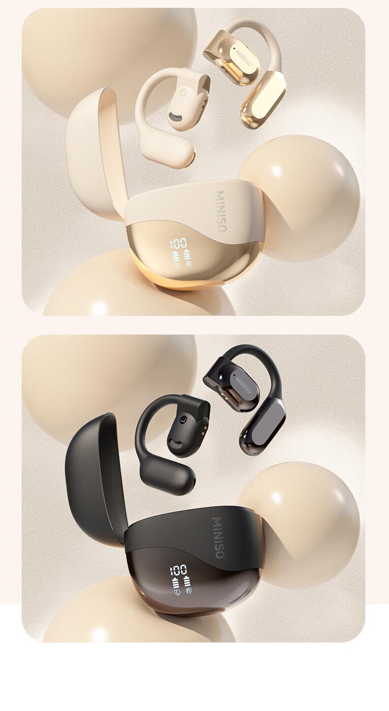 MINISO X38 Wireless On-ear Design Earphone for Summer, Noise Cancelling Headphone with Digital Display, Bluetooth-compatible Headphone for Running, Gym, Workout, Sports