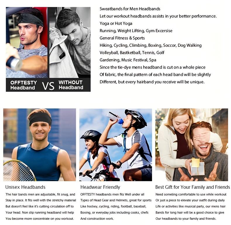 5pcs/1pc Men'S Sports Headband - Sweat Absorbing, Non-Slip, Breathable Fabric for Running, Gym, Basketball, Tennis - Adjustable Headband for Men And Women