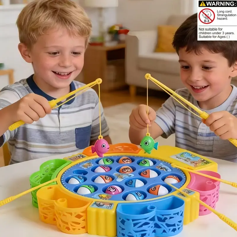 Electric Fishing Toy, 360° Rotating Magnetic Fishing Tray, Educational Fun Game, Interactive Play, Hand-Eye Coordination, Indoor Play, Gift for Kids Aged 3+