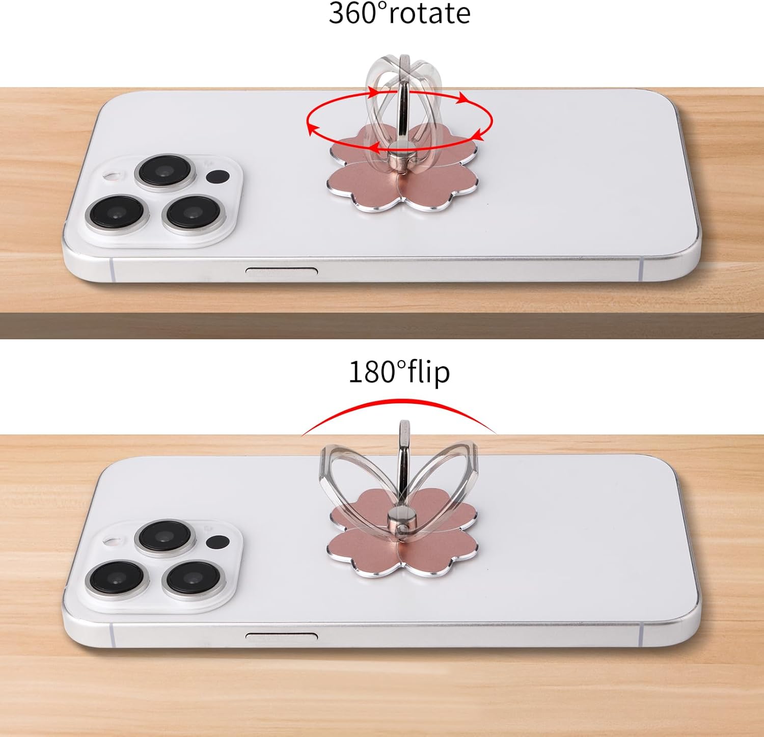 1 Pack Flower Pattern Phone Ring Holder, 360 Rotation & 180 Adjustable Angle, Metal Finger Grip Kickstand for All Smartphones