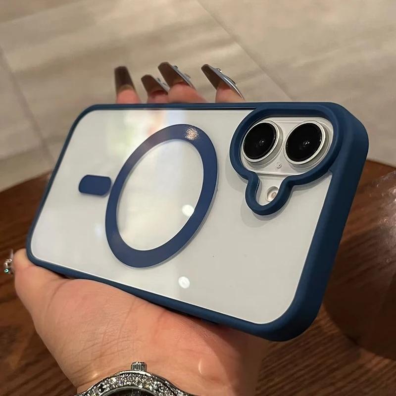 Shockproof Transparent Magnetic Case for iPhone 16/15/14/13/12/11 Pro Max and 16 Plus, MagSafe Wireless-Charging Acrylic Hard PC Cover