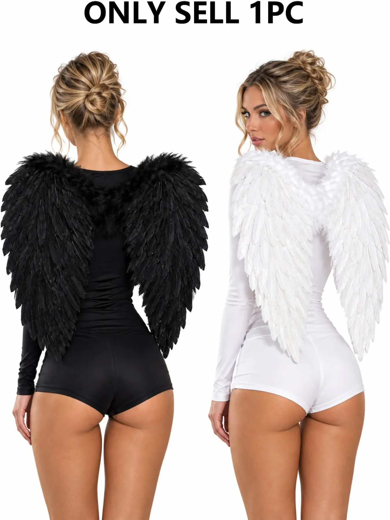 Plush Angel Feather Wings Costume Accessory, Layered Faux Feather Design - Multi-Color Multi-Style Wings for All Ages, Complete Halloween Angel Costume Accessory, Cosplay, Stage Theater Performance Prop, Christmas Gift, Photo Prop