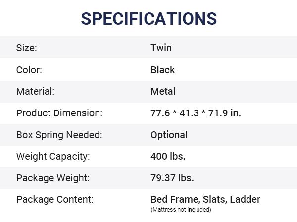 Allewie Twin Metal Loft Bed - 【Frame Only No Mattress】Full-Length Guardrail & Space-Saving Design for Dorm, Black/White/Apple Green, #TikTokShopBlackFriday #Christmas Gifts