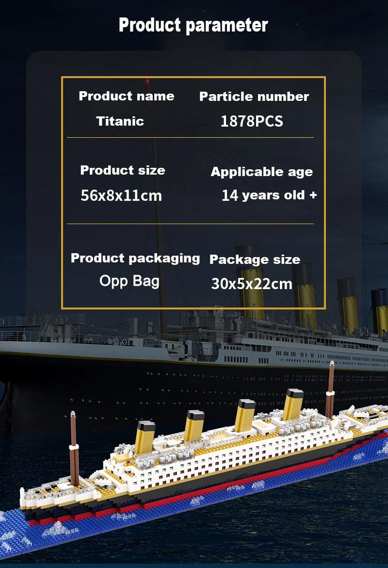 Small Particle Building Block Assembly Toy Titanic Giant Boy Girl Puzzle Cruise Ship Brick Model Kit Desltop Birthday Gift Child