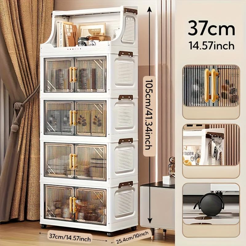 1pc Multifunctional Foldable Storage Cabinet - Heavy-duty Plastic Storage Box with Open Shelves, Space-saving Foldable Design, Suitable for Living Room, Bedroom, Kitchen, Office - Ideal Gift for Home Organization and Small Spaces, Cabinet Storage