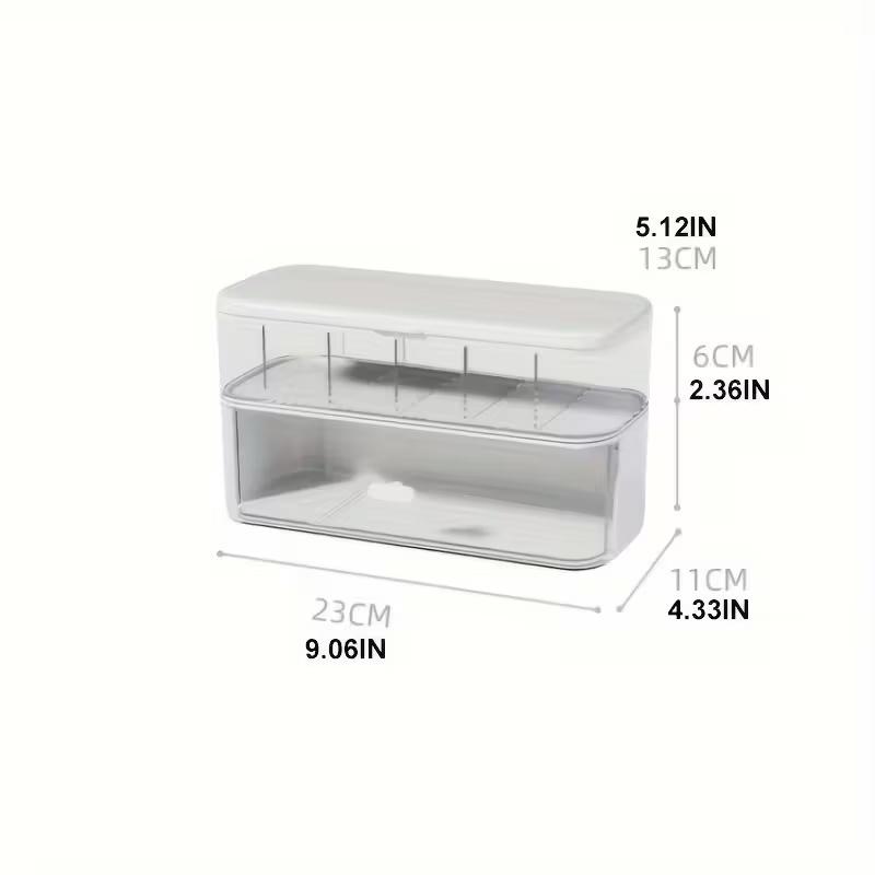 Double-Layer Transparent Desktop Cable Organizer Box, Compact Cord & Charger Storage, Adjustable Compartments, Home Office Use, Table Organizers, Desk Organizer Tidy