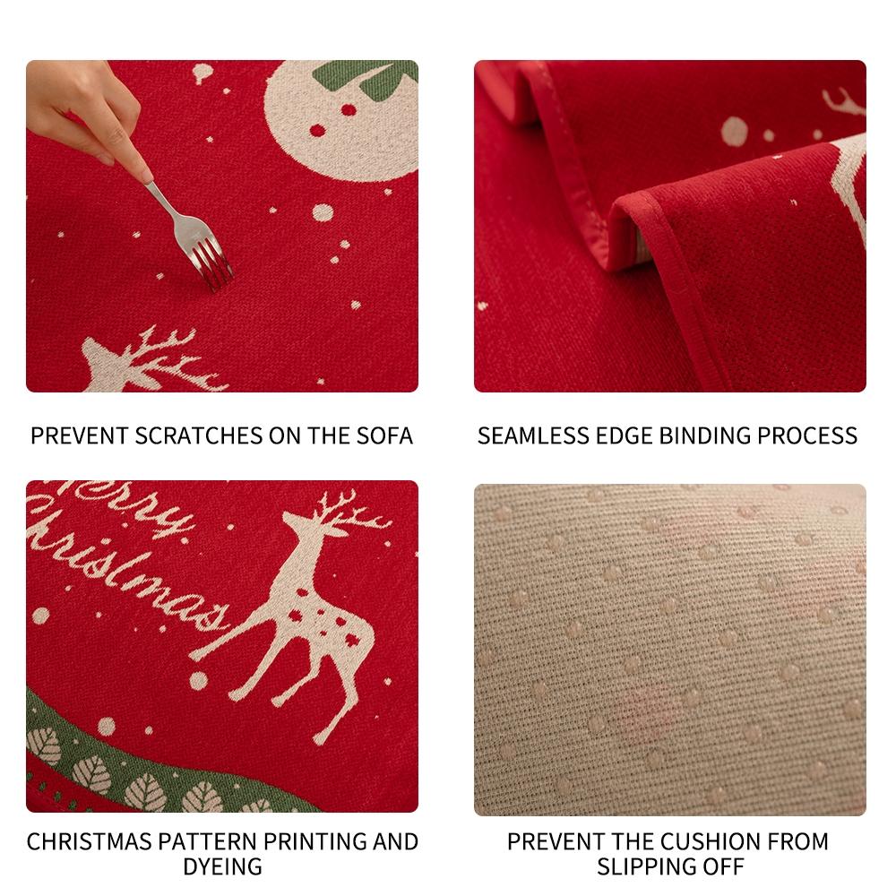 Christmas Holiday Sofa Cushion, Chenille Non-Slip Decorative Couch Pad for Living Room Bedroom Office, Pet Friendly Anti-Scratch No Shedding, Sofa Couch Covers