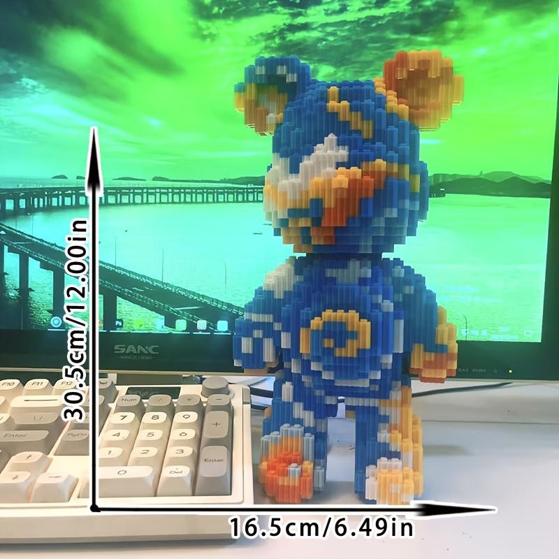 Starry Night Bear 3D Puzzle Building Blocks Decoration, Bookshelf Home Office Cabinet Decor, Party Living Room TV Stand Display Gift