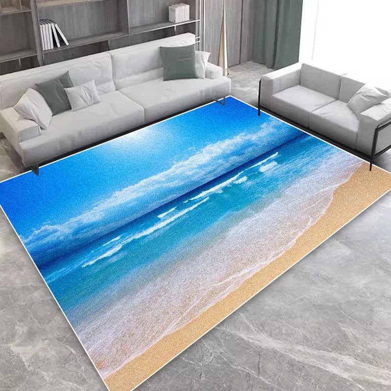 2D Ocean Wave Beach Flannel Area Rug - Realistic Sea Foam Sandy Shore Print Soft Mat for Living Room & Bedroom, Non-Slip Coastal Home Decor #OceanWaveRug #BeachSeafoamMat #CoastalHomeDecor #2DSeaCarpet #NonSlipFlannelRug