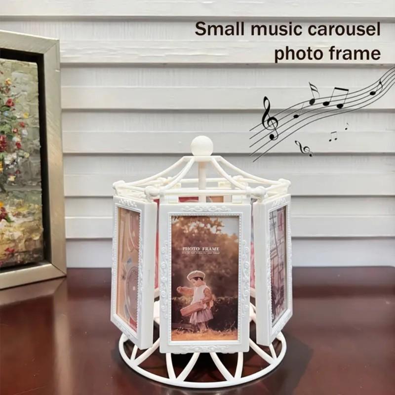 🎵 Photos Not Included | 1 Pc Rotating Musical Photo Frame | 360 Degree Spinning Multi Picture Display Stand