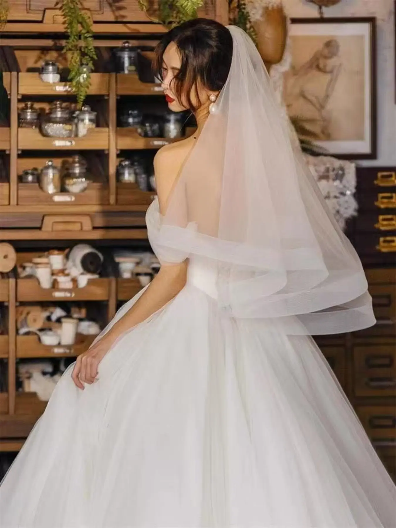 New Two-Layer Bridal Veil, Elastic Net Edge, Fashionable Wedding Bride Accessory, Suitable for All Seasons