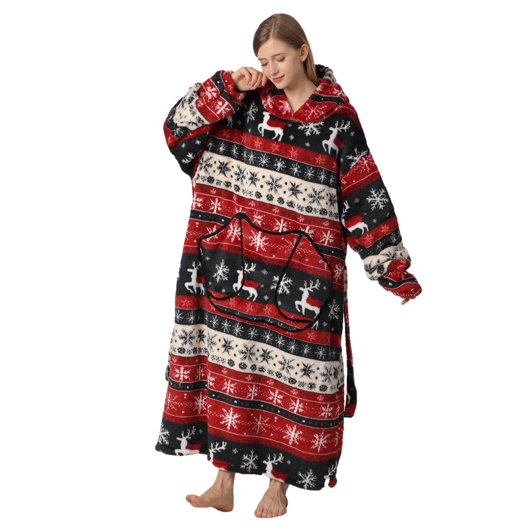 Oversized Wearable Blanket Hoodie for Women & Adults, Super Soft, Warm & Cozy with Giant Front Pocket, Perfect Christmas & Valentine's Day Gift