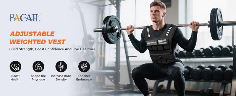 【JumpstartSale】BAGAIL Adjustable Weighted Vest for Men & Women - 20lbs/30lbs/40lbs Removable Iron Weights, Heavy Duty Fitness Vest for Strength Training, Walking Running, Home Workouts