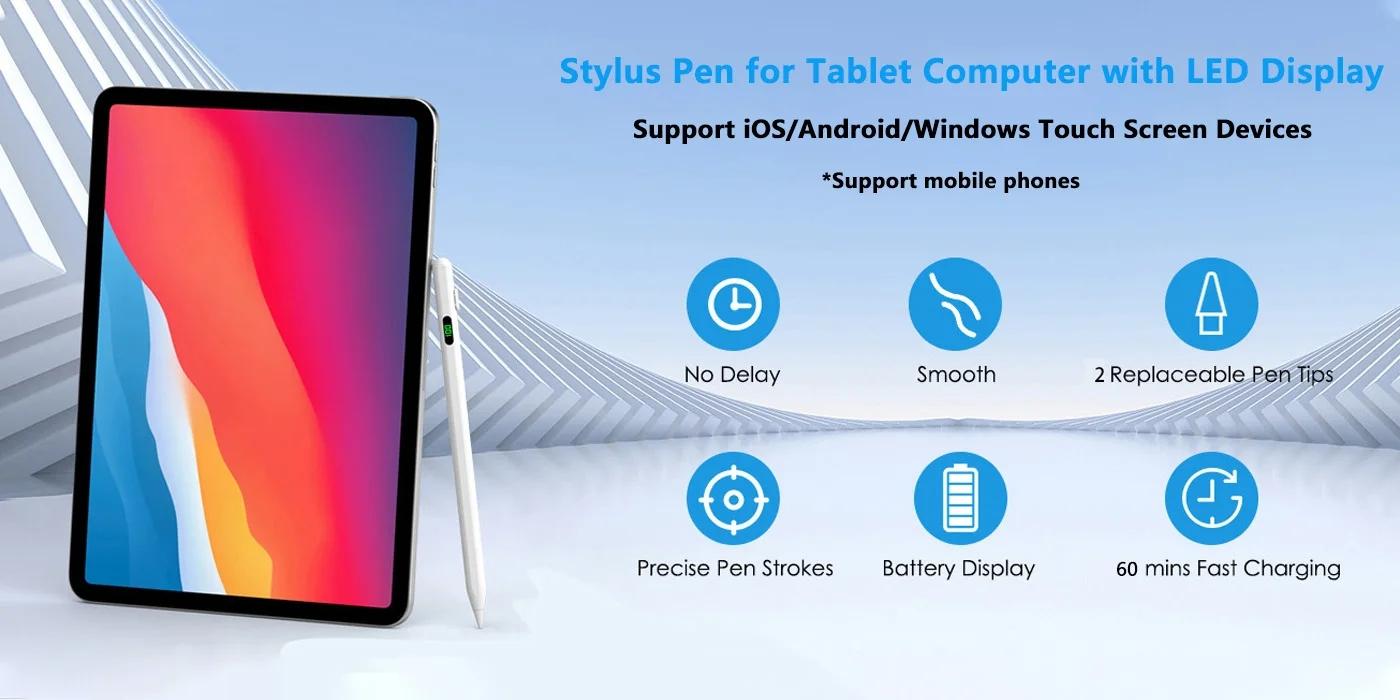 Digital Screen Capacitive Pen, Touchscreen Pen, Universal Touch Stylus for Android iOS Windows, Compatible with iPad Apple Huawei Xiaomi Tablets