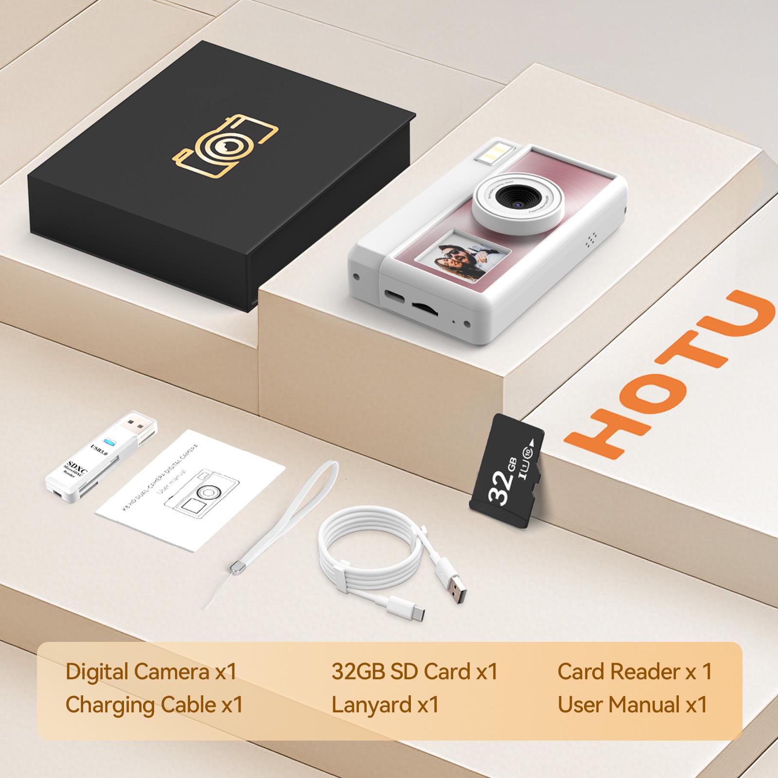 Dual-Screen 4K Digital Camera 64MP, 18X Zoom, Retro Filters, One-Click Switch, 32GB SD Card, 1000mAh Battery, Rechargeable Selfie & Vlogging Camera for Teens & Kids  NewYear Christmas Gifts