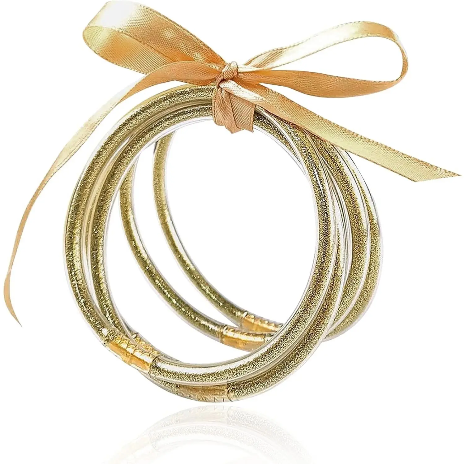 Glitter Filled Jelly Silicone Bangles Bracelets Set for Women(Gift)