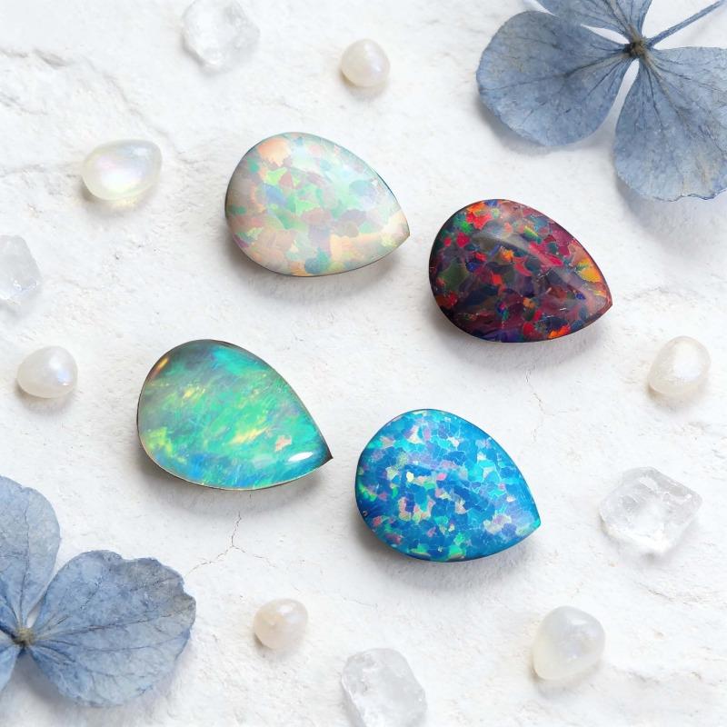 Natural Opal Cabochons Choose Oval or Pear - Colorful Loose Gemstones for DIY Rings.