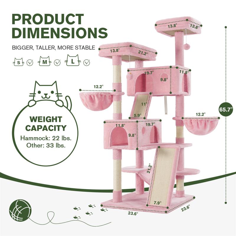 MUTICOR 65in Multi-Level Cat Tree Tower for Indoor Big Cats with Cozy Plush Perches,Cat Condo,Sisal Scratching Posts & Hammock and Baskets#TikTokShopBlackFriday #ChristmasGifts