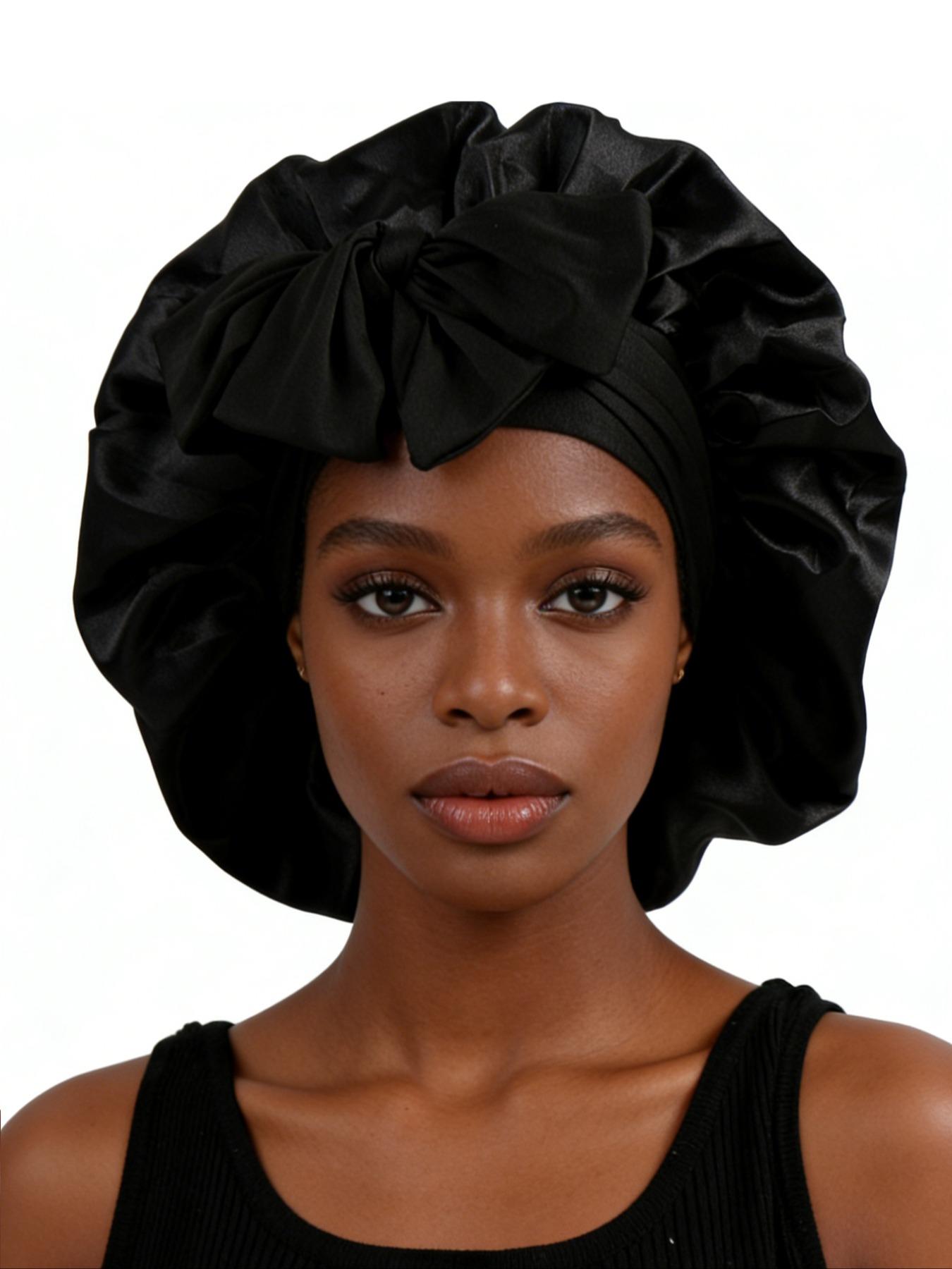 Women's Elastic Satin Sleep Cap, Wide Brim Night Hat, Comfortable Sleeping Accessory, Soft Breathable Hair Care Cap