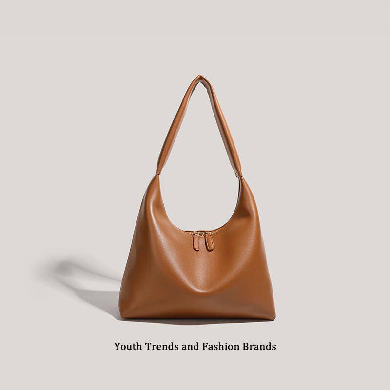 Korean Style Tote Bag, Soft Leather Durable Large Capacity, Vintage Dumpling Shape, Perfect for Commuting and Travel, Unique Design