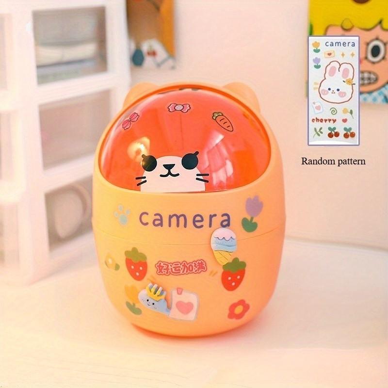 Desk Trash Can, Student Desk Storage Box, Office Trash Bin with Teddy Bear Sticker, Compact Desktop Organizer, Essential Home & Office Supply