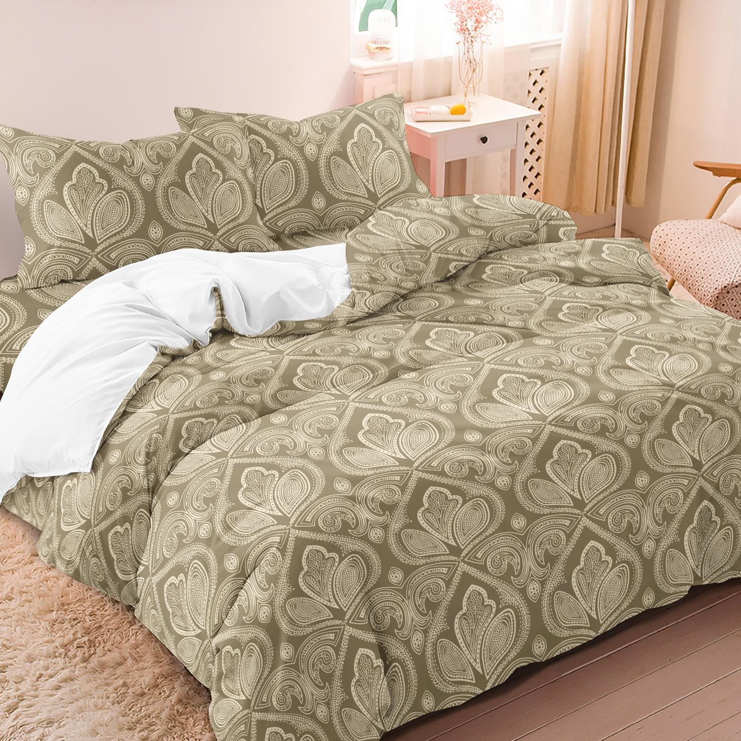 Mandala Floral Pattern Decorative Duvet Cover Set, 3 Counts/set Including 1 Duvet Cover & 2 Pillowcase without Filler, Soft Comfortable for Home Bedroom