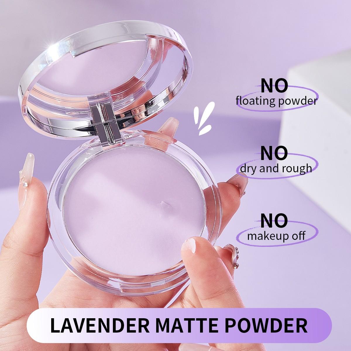 Lavender set makeup powder, light mist, invisible pores, oil control, non sticking powder, waterproof, durable concealer, set makeup powder, suitable for daily use, party use