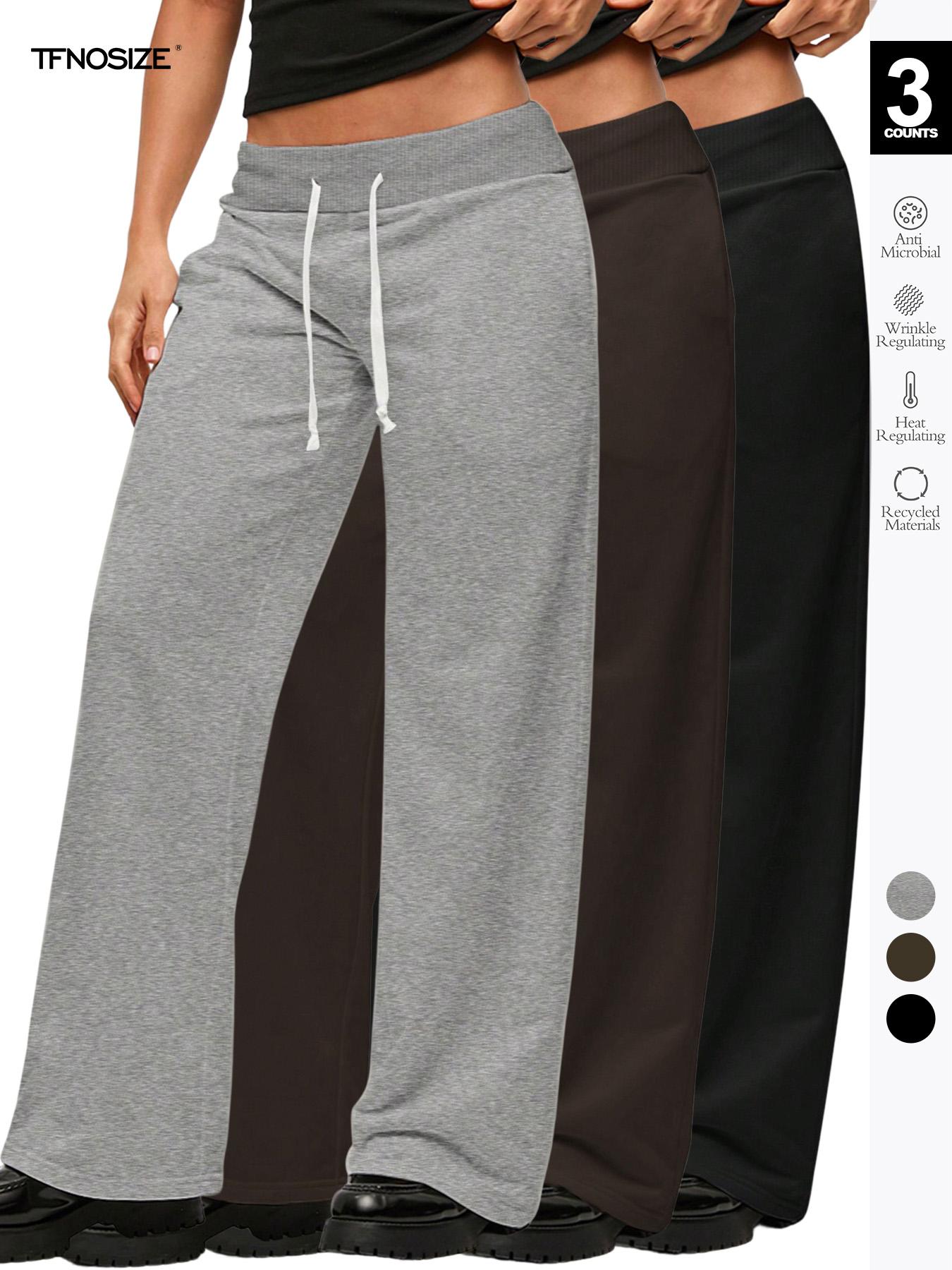 Women Casual Solid Color Loose Fit Low Waist Knitted Sweatpants, Warm Comfort, Cozy Chic, Daily Commute, Stylish & Comfy, Casual Chic Bottoms