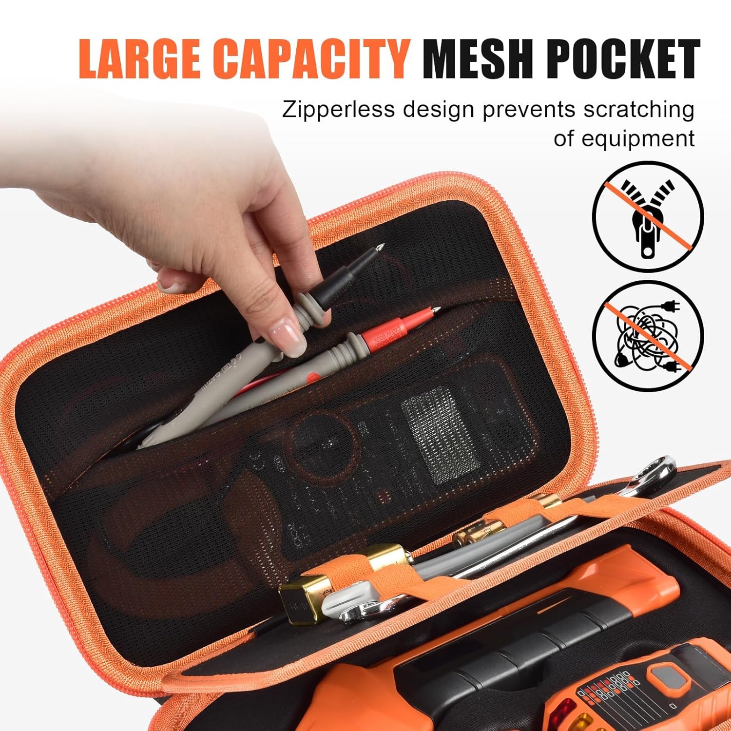 Travel Case for  ET310 AC Circuit Breaker Finder, RT250 GFCI Outlet, and 80041 Outlet Repair Tool Kit, Electrical Portable Storage Holder Only (Black+Orange)