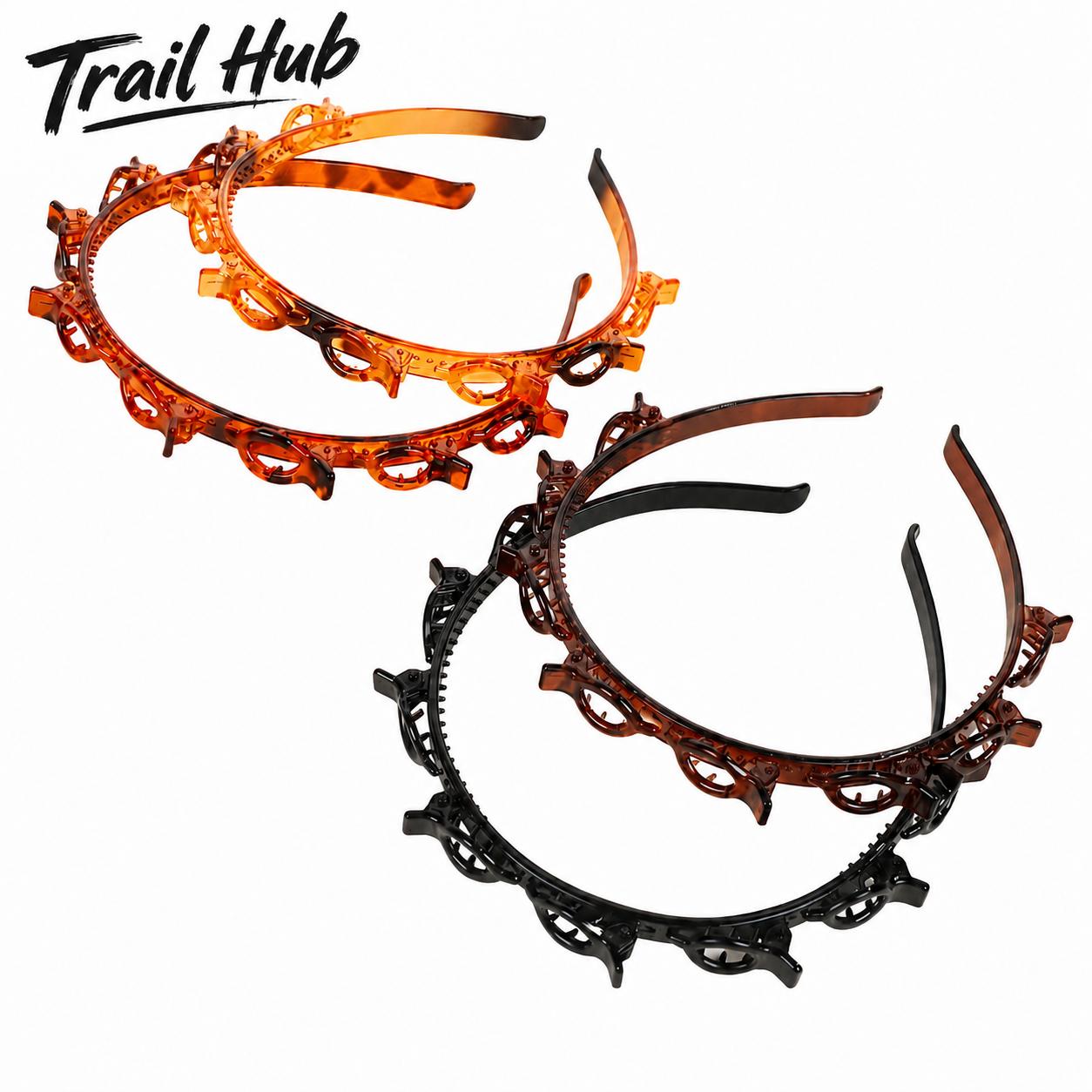 4-Pack Soft Double-Layer Twist Plait Headbands Featuring Non-Slip Flexible Clips for Skincare, Makeup Application, Daily Use, and Tension-Free Hair Styling — Breathable Braided Design Suitable for All Hair Types and Sensitive Scalps